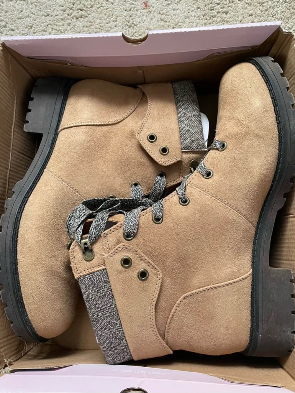 Tan Suede Lace-Up Ankle Boots